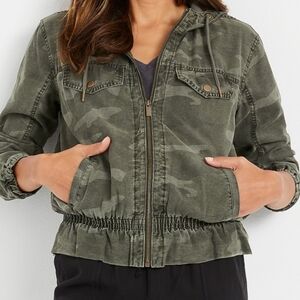 Maurices Camouflage Cropped Hooded Jacket